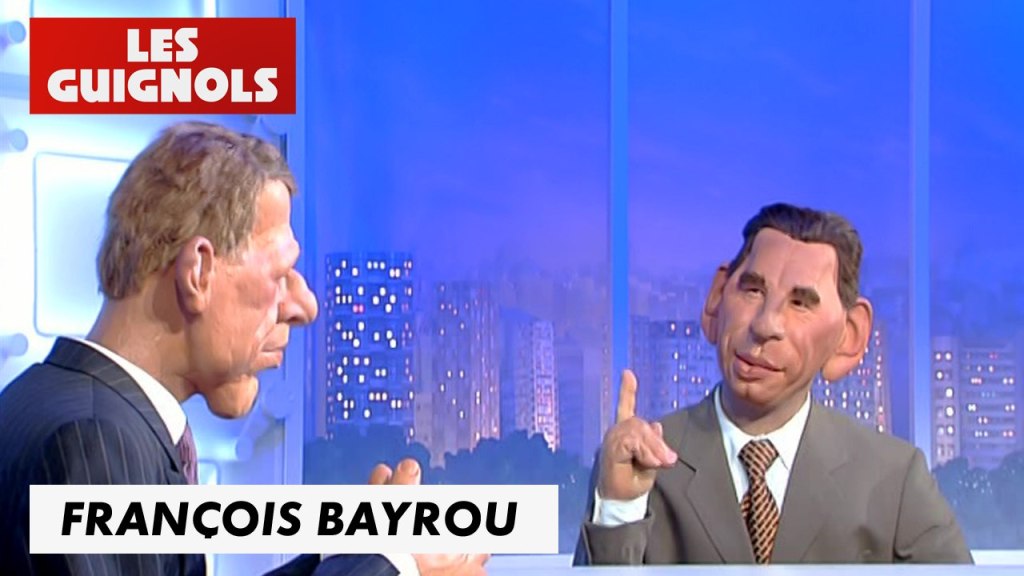 photo extraite des Guignols de l'info  avec la marionette de Bayrou et celle de PPDA